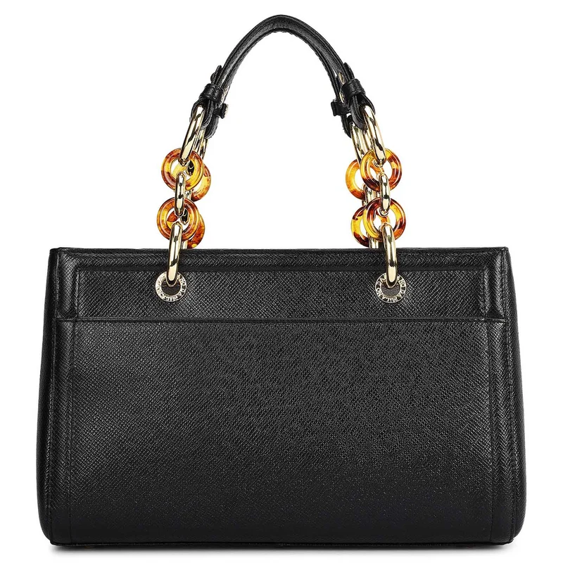 Da Milano Black Small Franzy Leather Satchel - Black for Women | Best Price UAE